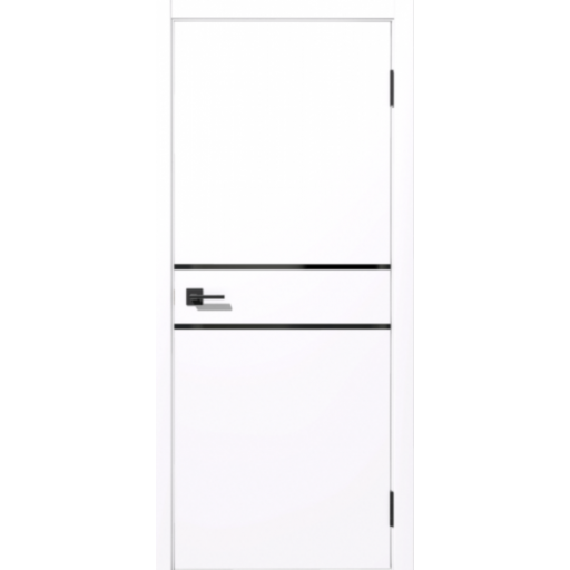 Дверь межкомнатная Дубрава Сибирь Флор Ирис белая, стекло черное, кромка